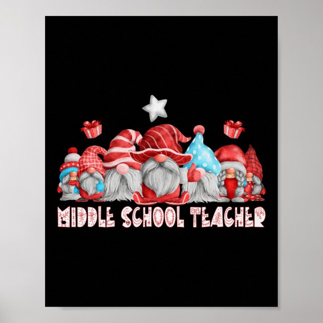 Affiche Emploi D'Enseignant Du Moyen-Âge Noël Gnome Ck To  (Devant)