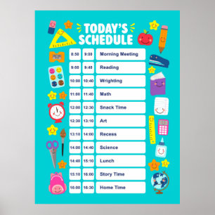 Affiche Emploi du temps mignon Kawaii d'aujourd'hui