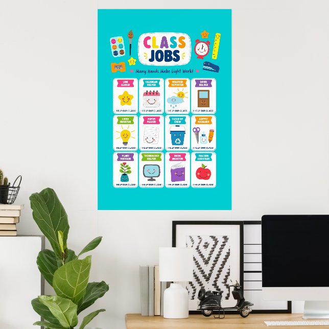 Affiche Emplois de classe Kawaii mignons (Bureau à domicile)