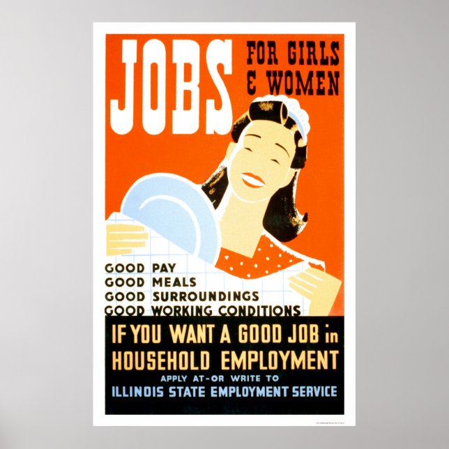 Affiche Emplois pour filles femmes 1936 WPA (Devant)
