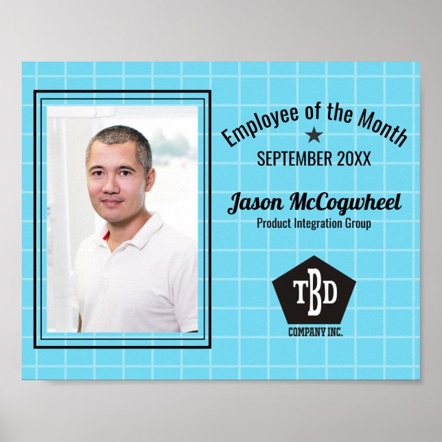 Affiche Employé couleur personnalisé du certificat de mois (Devant)