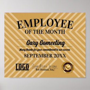 Affiche Employé du certificat d'affichage du mois