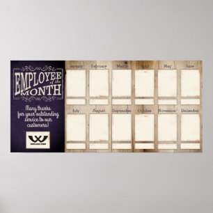 Affiche Employé en cuir de bois du mois photo affichage