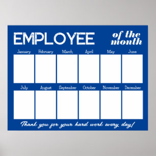 Affiche Employé photo personnalisé du mois Bleu