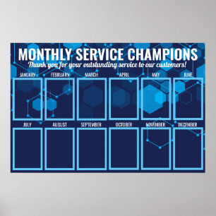 Affiche Employé techno bleu du mois photo affichage