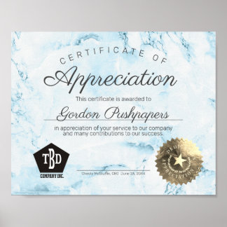 Affiche Employee volunteer certificate of appreciation