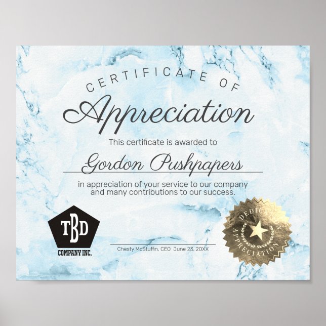 Affiche Employee volunteer certificate of appreciation (Devant)