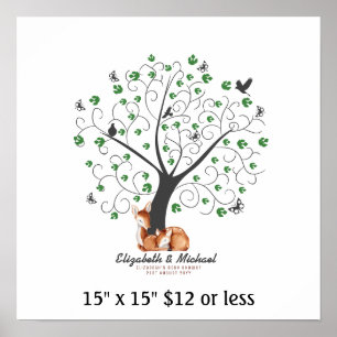 Affiche Empreinte Arbre Baby shower Bois Bois Deer Budget