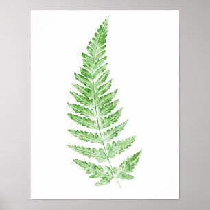 Affiche Empreinte d'aquarelle verte de la feuille de fleur