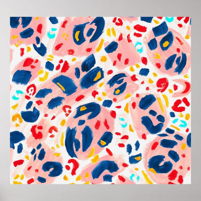 Affiche Empreinte de léopard : aquarelle peinte à la main. (Devant)