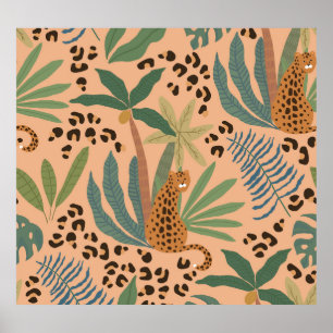 Affiche Empreinte de léopard de la jungle : motif sans cou