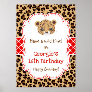 Affiche Empreinte de léopard Quatrefoil Anniversaire Poste
