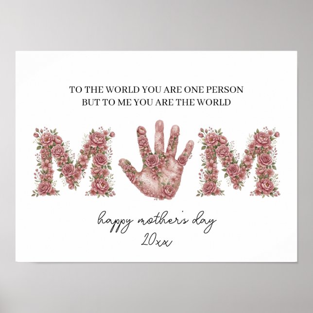 Affiche Empreinte de main Cadeau de fête des Mères, Fleur  (Devant)