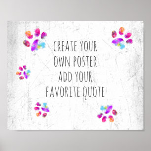 Affiche empreinte de patte chien mignon ajouter votre text