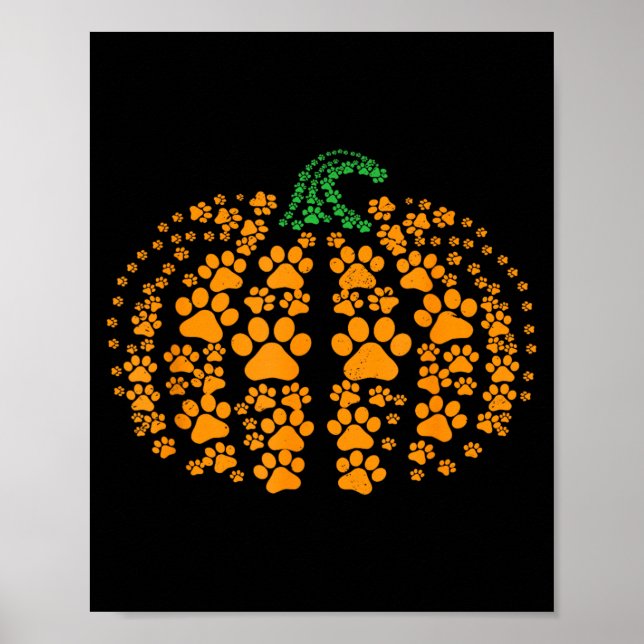 Affiche Empreinte de Patte Citrouille Chien Propriétaire A (Devant)