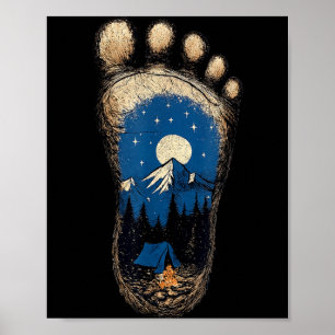 Affiche Empreinte de patte de Bigfoot camping montagne sas