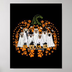 Affiche Empreinte de patte de chien Citrouille Automne Aut
