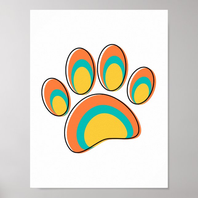 Affiche Empreinte de patte de chien moderne du milieu du s (Devant)