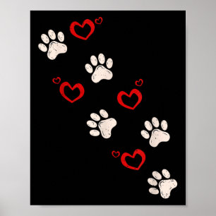 Affiche Empreinte de patte de coeur Valentines Jour Amoure