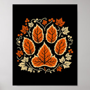 Affiche Empreinte de patte de la feuille de vigne d'automn