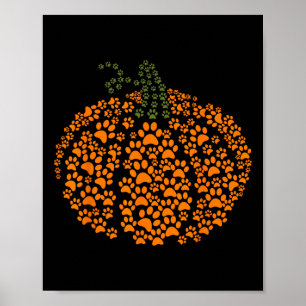 Affiche Empreinte de patte Halloween Citrouille Fantôme Pa