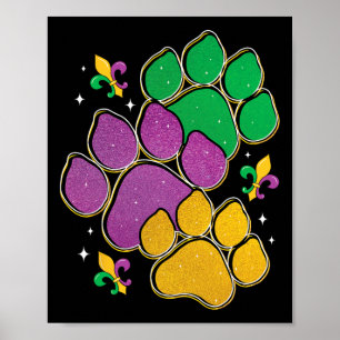 Affiche Empreinte de patte Mardi Gras Amoureux des chiens