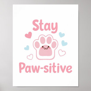 Affiche Empreinte de patte positive avec des cœurs