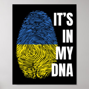 Affiche Empreinte digitale du drapeau ukrainien Ukraine