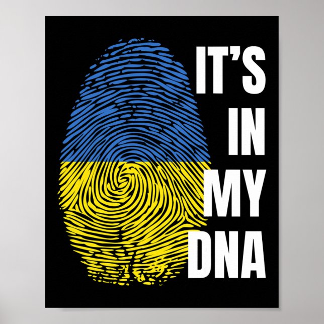 Affiche Empreinte digitale du drapeau ukrainien Ukraine  (Devant)