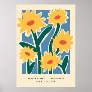 Affiche Empreinte du marché aux fleurs Mexico City Sunflow