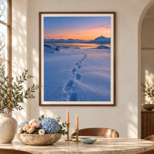 Affiche Empreintes de neige à l'heure bleue Art Imprimé