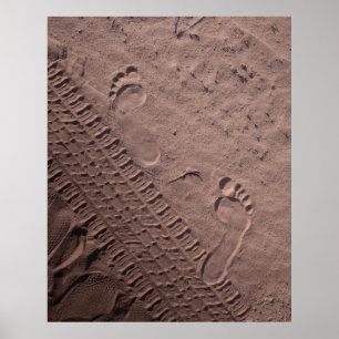 Affiche Empreintes pieds dans le sable
