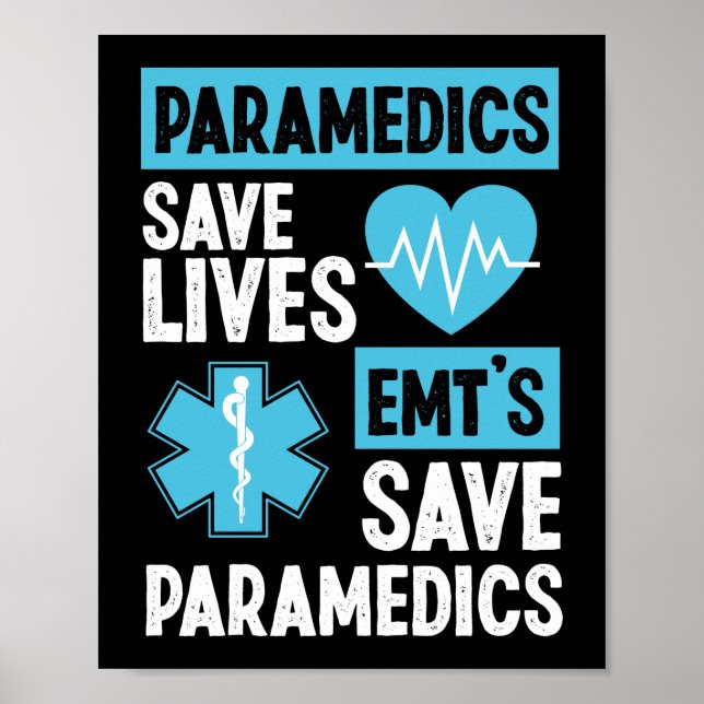 Affiche EMS Urgence Paramedics Sauver des vies Emt's Save (Devant)