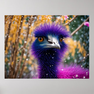 Affiche Emu Violet A L'Air Un Peu Mécontent