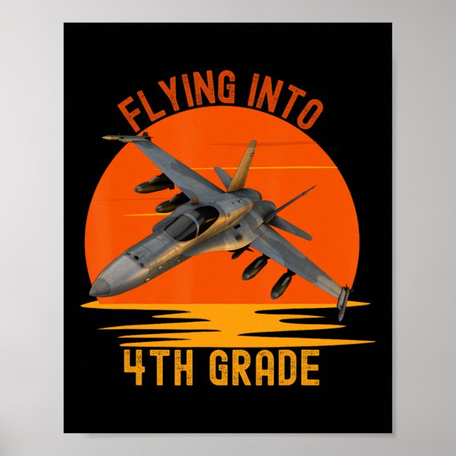 Affiche En 4e Année Garçons Retour À L'École Jet Graphique (Devant)