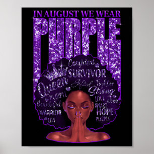 Affiche En Août Nous Portons Violet Black Femme Afro Overd