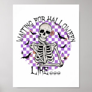 Affiche En Attente D'Halloween Comme Drôle Squelette Éffra