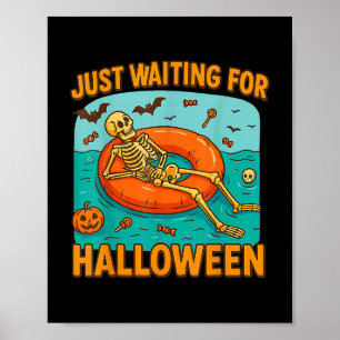 Affiche En Attente D'Halloween Drôle Squelette Flottant