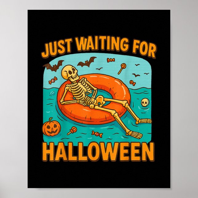 Affiche En Attente D'Halloween Drôle Squelette Flottant (Devant)