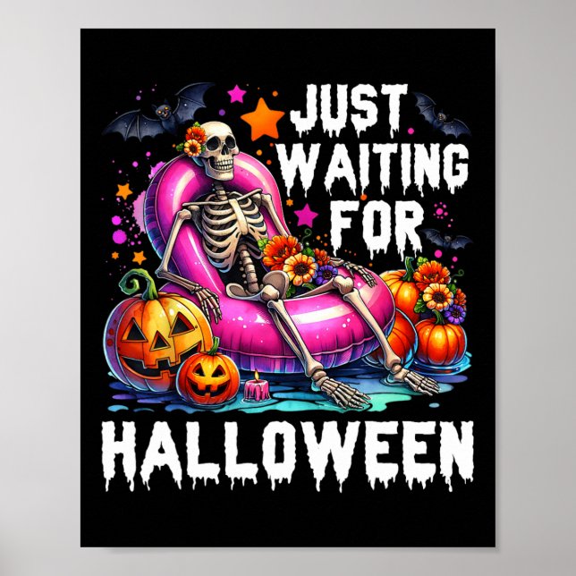 Affiche En Attente D'Halloween Skeleton Éffrayant Vibe Su (Devant)
