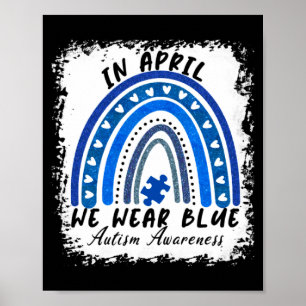 Affiche En Avril Nous Portons Bleu Autisme Sensibilisation