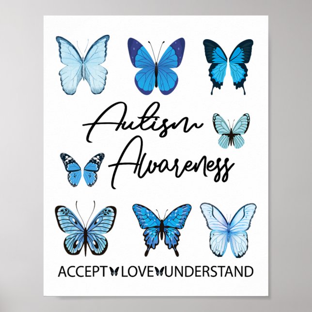 Affiche En Avril, Nous Portons Bleu Papillon Autism Awards (Devant)
