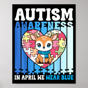 Affiche En Avril Nous Portons Bleu Puzzle de Cerf de Sensi