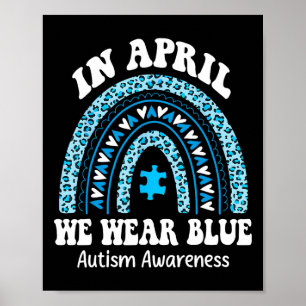 Affiche En Avril Nous Portons Bleu Sensibilisation sur l'a