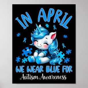Affiche En Avril Nous Portons Bleu Sensibilisation sur l'a