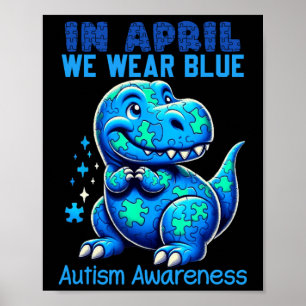 Affiche En Avril Nous Portons Bleu Sensibilisation sur l'a