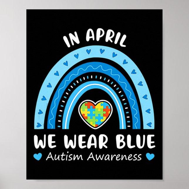 Affiche En Avril Nous Portons Blue Rainbow Sensibilisation (Devant)