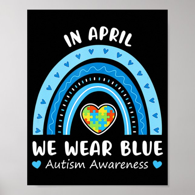 Affiche En Avril Nous Portons Blue Rainbow Sensibilisation (Devant)