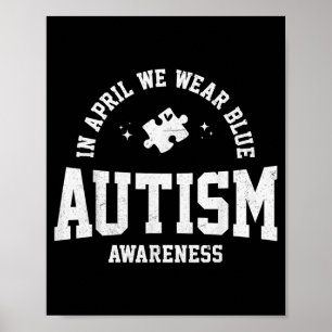 Affiche en avril Porter Bleu Autisme Sensibilisation Puzzl