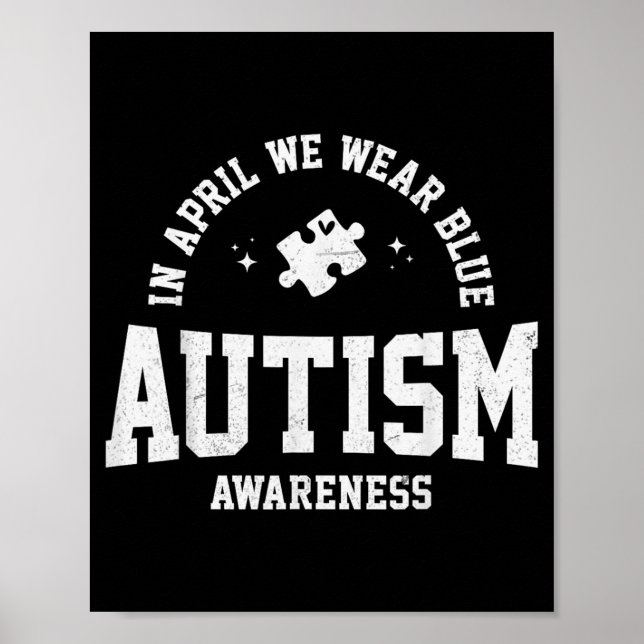 Affiche en avril Porter Bleu Autisme Sensibilisation Puzzl (Devant)